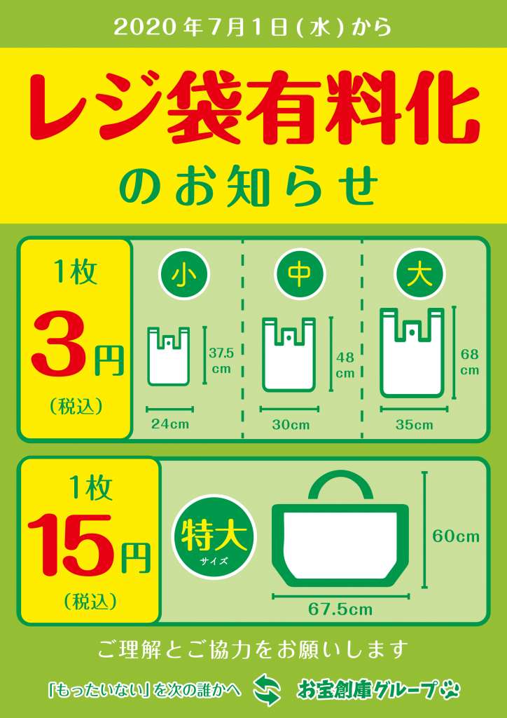 レジ袋が有料になりました！