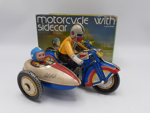 Motorcycle With Sidecar clockwork MS 709 ブリキおもちゃ サイドカー 昭和レトロ　買取しました！