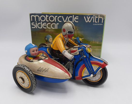 Motorcycle With Sidecar clockwork MS 709 ブリキおもちゃ サイドカー 昭和レトロ　買取しました！