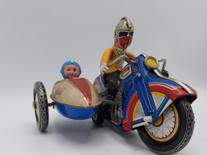 Motorcycle With Sidecar clockwork MS 709 ブリキおもちゃ サイドカー 昭和レトロ　買取しました！