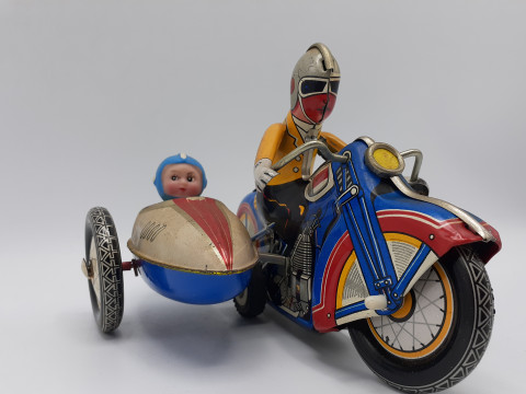 Motorcycle With Sidecar clockwork MS 709 ブリキおもちゃ サイドカー 