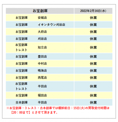 お宝創庫の営業時間