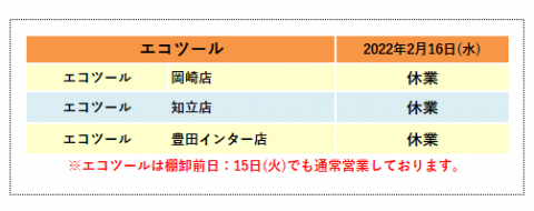 エコツールの営業時間