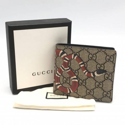 GUCCI グッチ GGスプリーム スネークプリント 二つ折り財布 キャンバス コインウォレット　買取しました！