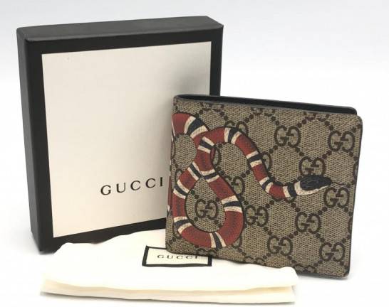 GUCCI グッチ GGスプリーム スネークプリント 二つ折り財布 キャンバス コインウォレット　買取しました！