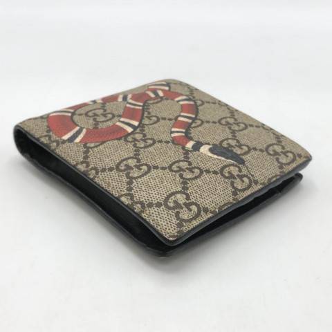 GUCCI グッチ GGスプリーム スネークプリント 二つ折り財布 キャンバス