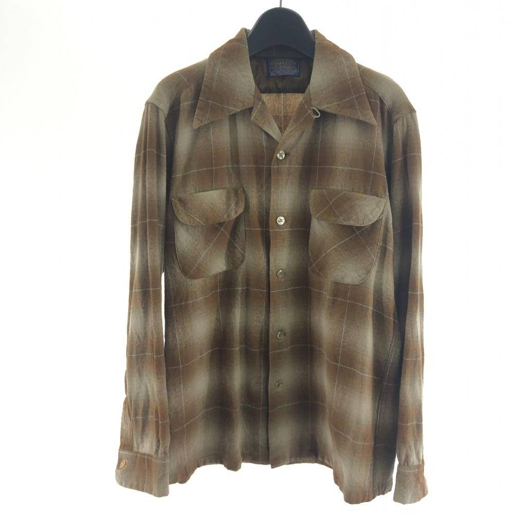 70s PENDLETON オンブレチェック オープンカラーシャツ サイズM 70s PENDLETON オンブレチェック オープンカラーシャツ サイズM