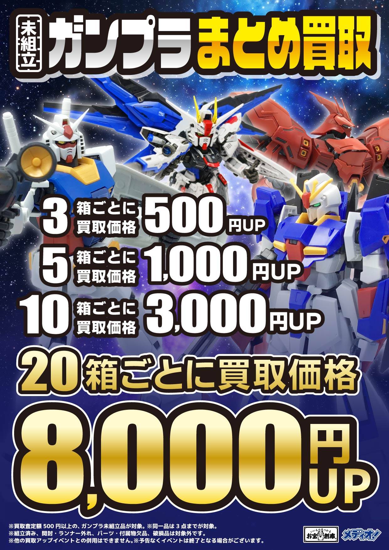 ガンプラまとめて買取プラスアップキャンペーン!数量に応じて買取金額アップ!