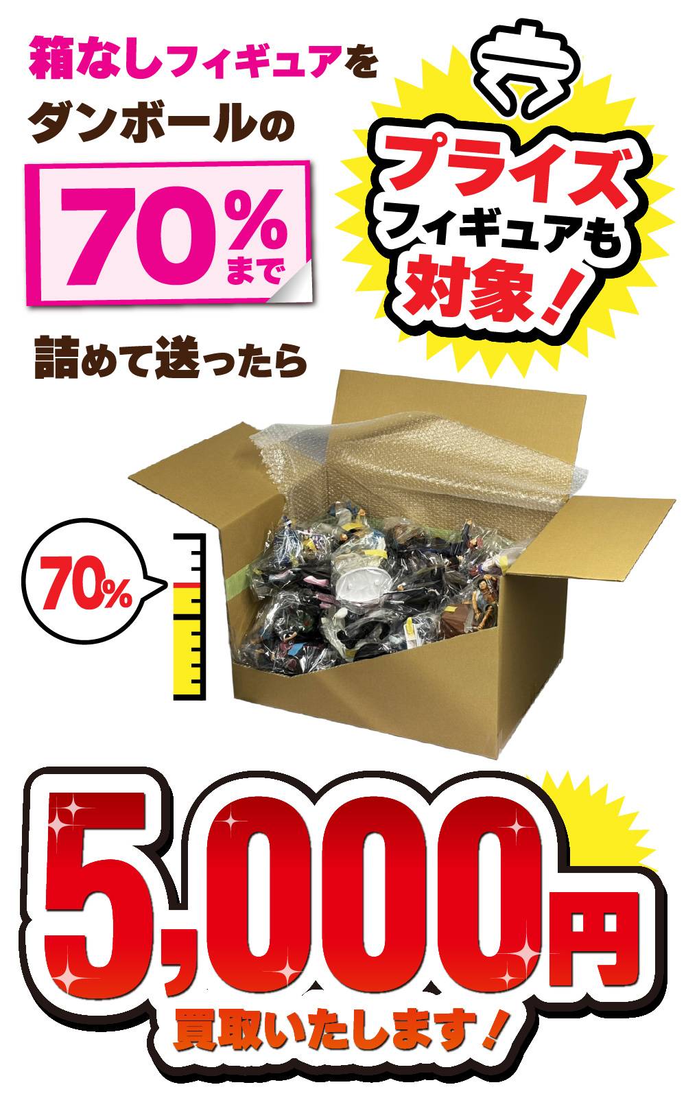 70%詰めて5000円買取!